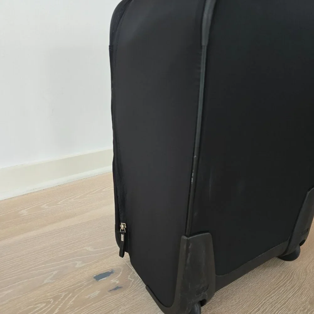 Tumi Avignon International Carry-On Luggage in Black Nylon and Silver Hardware
